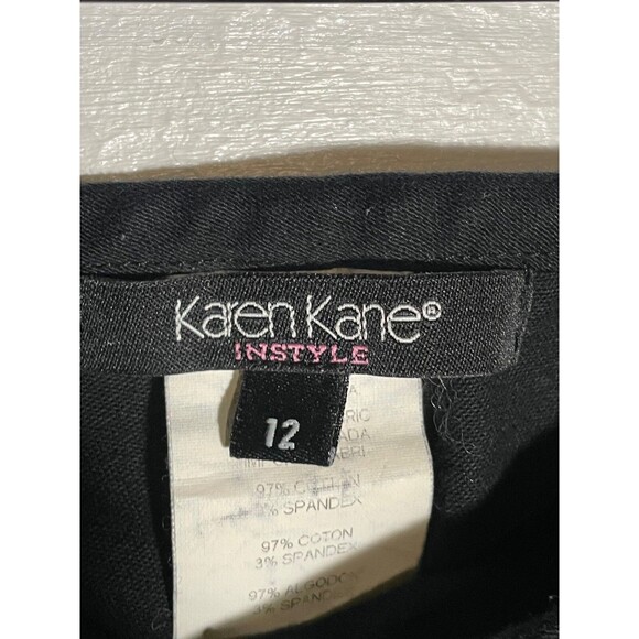 Vintage Y2K Cropped Wide Leg Cigarette Pants Embroidered Hem Karen Kane Sz 12 - Picture 3 of 11